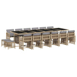 17 Piece Garden Dining Set with Cushions Mix Beige Poly Rattan