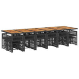 17 Piece Garden Dining Set with Cushions Black Poly Rattan - Side View