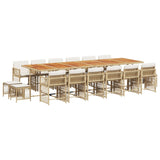 17 Piece Garden Dining Set with Cushions Beige Poly Rattan - Front View
