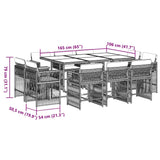 11 Piece Garden Dining Set with Cushions Black Poly Rattan - 45-Degree Angle