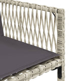 11 Piece Garden Dining Set with Cushions Light Grey Poly Rattan - Close-Up Angle