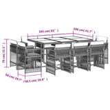 11 Piece Garden Dining Set with Cushions Grey Poly Rattan - 45-Degree Angle