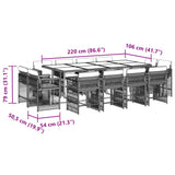 13 Piece Garden Dining Set with Cushions Grey Poly Rattan - 45-Degree Angle