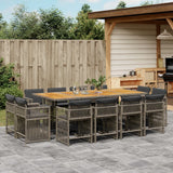 13 Piece Garden Dining Set with Cushions Grey Poly Rattan