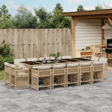 15 Piece Garden Dining Set with Cushions Beige Poly Rattan