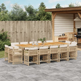 15 Piece Garden Dining Set with Cushions Beige Poly Rattan