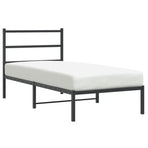 Metal Bed Frame without Mattress with Headboard Black 90x190 cm
