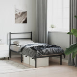 Metal Bed Frame without Mattress with Headboard Black 90x190 cm - Top-Down View