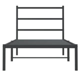 Metal Bed Frame without Mattress with Headboard Black 90x190 cm