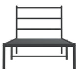 Metal Bed Frame without Mattress with Headboard Black 90x190 cm - 45-Degree Angle