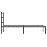 Metal Bed Frame without Mattress with Headboard Black 90x190 cm - Rear View