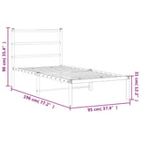 Metal Bed Frame without Mattress with Headboard Black 90x190 cm - Extra Image