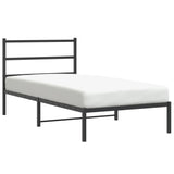 Metal Bed Frame without Mattress with Headboard Black 107x203 cm King Single
