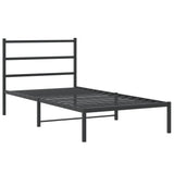 Metal Bed Frame without Mattress with Headboard Black 107x203 cm King Single - Side View
