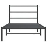 Metal Bed Frame without Mattress with Headboard Black 107x203 cm King Single - 45-Degree Angle