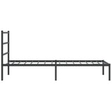 Metal Bed Frame without Mattress with Headboard Black 107x203 cm King Single - Rear View