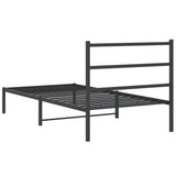 Metal Bed Frame without Mattress with Headboard Black 107x203 cm King Single - Close-Up Angle