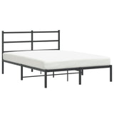 Metal Bed Frame without Mattress with Headboard Black 135x190 cm - Front View