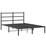Metal Bed Frame without Mattress with Headboard Black 135x190 cm - Side View