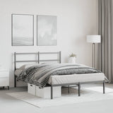 Metal Bed Frame without Mattress with Headboard Black 135x190 cm - Top-Down View