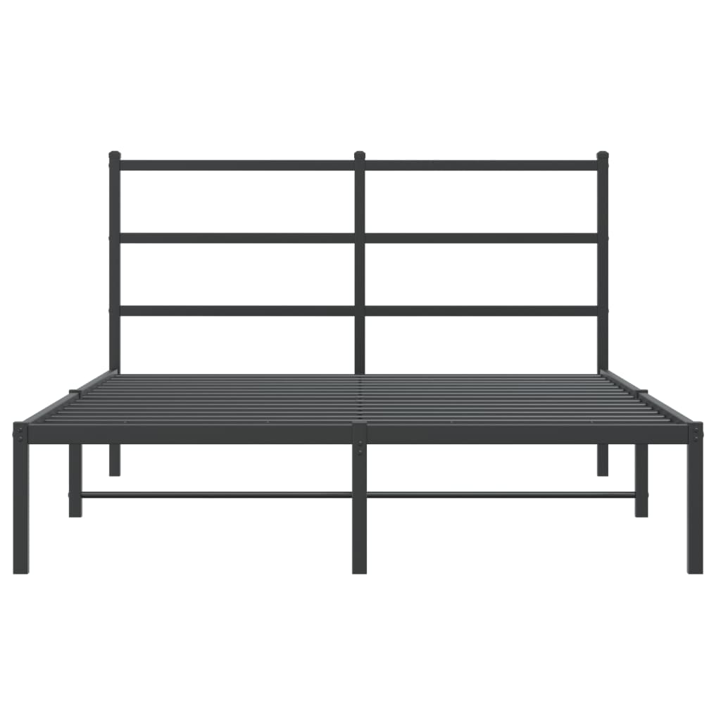 Metal Bed Frame without Mattress with Headboard Black 135x190 cm