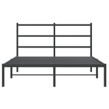 Metal Bed Frame without Mattress with Headboard Black 135x190 cm - 45-Degree Angle