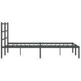 Metal Bed Frame without Mattress with Headboard Black 135x190 cm - Rear View