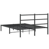 Metal Bed Frame without Mattress with Headboard Black 135x190 cm - Close-Up Angle