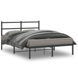 Metal Bed Frame without Mattress with Headboard Black 135x190 cm