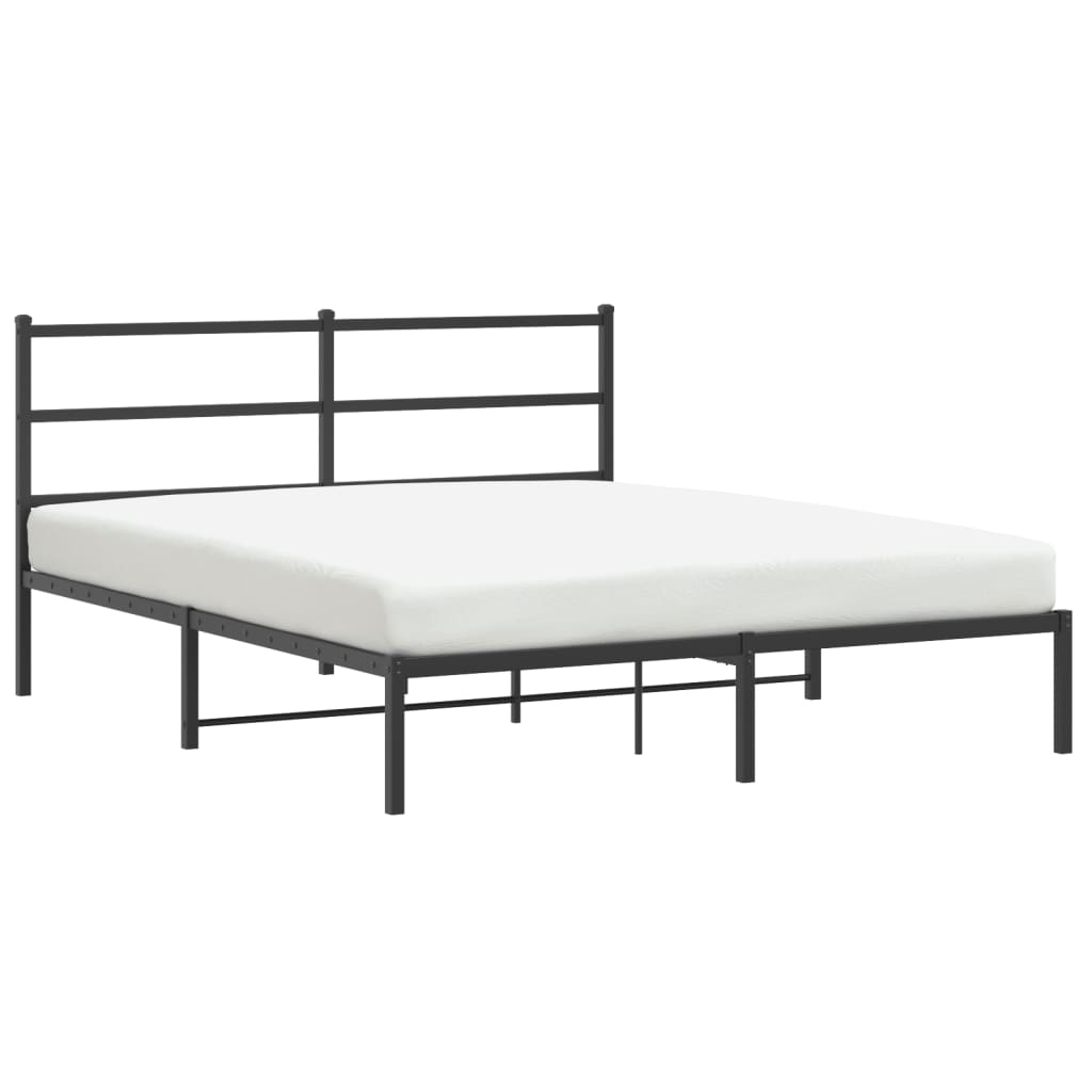 Metal Bed Frame without Mattress with Headboard Black 150x200 cm