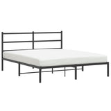 Metal Bed Frame without Mattress with Headboard Black 150x200 cm - Front View