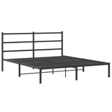 Metal Bed Frame without Mattress with Headboard Black 150x200 cm - Side View