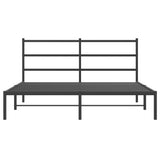 Metal Bed Frame without Mattress with Headboard Black 150x200 cm