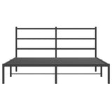 Metal Bed Frame without Mattress with Headboard Black 150x200 cm - 45-Degree Angle