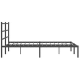 Metal Bed Frame without Mattress with Headboard Black 150x200 cm - Rear View