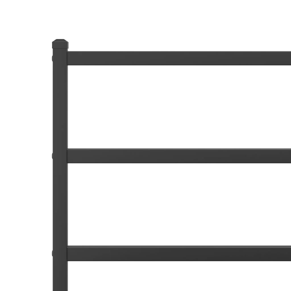 Metal Bed Frame without Mattress with Headboard Black 150x200 cm