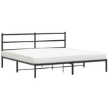 Metal Bed Frame without Mattress with Headboard Black 183x203 cm King - Front View