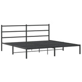Metal Bed Frame without Mattress with Headboard Black 183x203 cm King - Side View