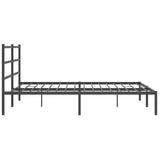 Metal Bed Frame without Mattress with Headboard Black 183x203 cm King - Rear View