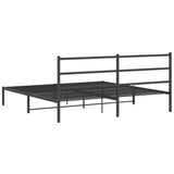 Metal Bed Frame without Mattress with Headboard Black 183x203 cm King - Close-Up Angle