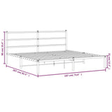 Metal Bed Frame without Mattress with Headboard Black 183x203 cm King - Extra Image