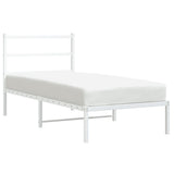 Metal Bed Frame without Mattress with Headboard White 90x190 cm - Front View