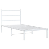 Metal Bed Frame without Mattress with Headboard White 90x190 cm - Side View