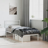 Metal Bed Frame without Mattress with Headboard White 90x190 cm - Top-Down View