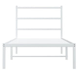 Metal Bed Frame without Mattress with Headboard White 90x190 cm - 45-Degree Angle