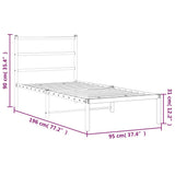 Metal Bed Frame without Mattress with Headboard White 90x190 cm - Extra Image