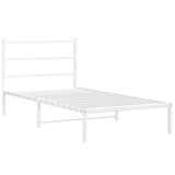 Metal Bed Frame without Mattress with Headboard White 107x203 cm King Single - Side View