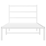 Metal Bed Frame without Mattress with Headboard White 107x203 cm King Single - 45-Degree Angle