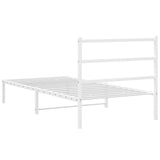 Metal Bed Frame without Mattress with Headboard White 107x203 cm King Single