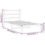 Metal Bed Frame without Mattress with Headboard White 107x203 cm King Single - Extra Image